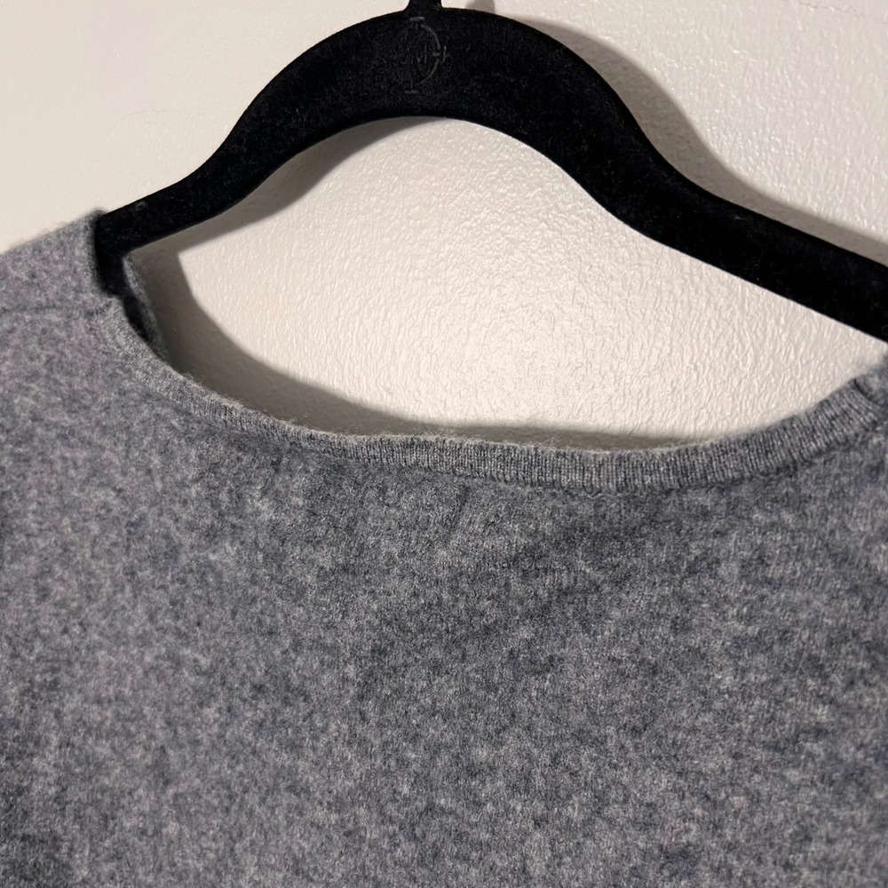 100% Superfine Merino Wool Womens Sweater in Gray Ribbed Sleeves Soft Small - Picture 13 of 13